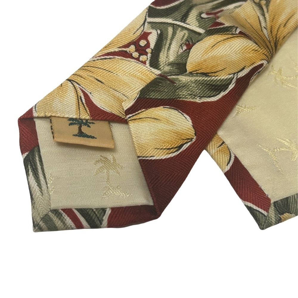 Tommy Bahama Neck Tie Floral Ferns Textured 100% Silk Embossed Monogram Tipping - Picture 9 of 14